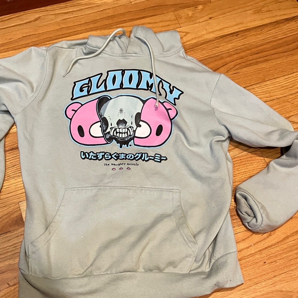 Gloomy Bear Graphic Hoodie - Gray
